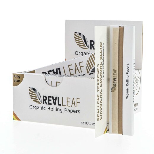 Real Leaf Rolling Papers King Size - Unbleached - Box (50 units)