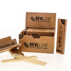 Real Leaf Rolling Papers King Size - Unbleached + Tips - Box (22 units)