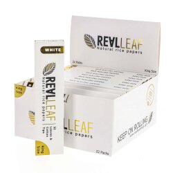 Real Leaf Rolling Papers King Size -White + Tips - Box...