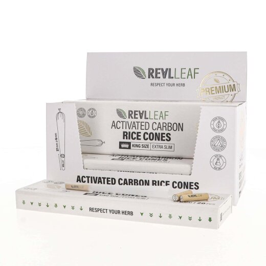 Real Leaf Prerolled / Cones KS White + Activated Carbon Filter - 20 Prerolled / Cones - Drawer Box