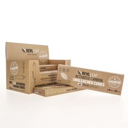 Real Leaf Prerolled / Cones KS Unbleached + Activated Carbon Filter - 20 Prerolled / Cones - Drawer Box
