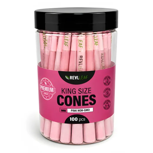 Real Leaf Prerolled / Cones 109/26 mm - Pink - 100-pack - Cylinder