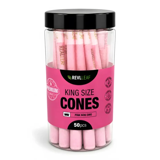 Real Leaf Prerolled / Cones 109/26 mm - Pink - 50-pack - Cylinder
